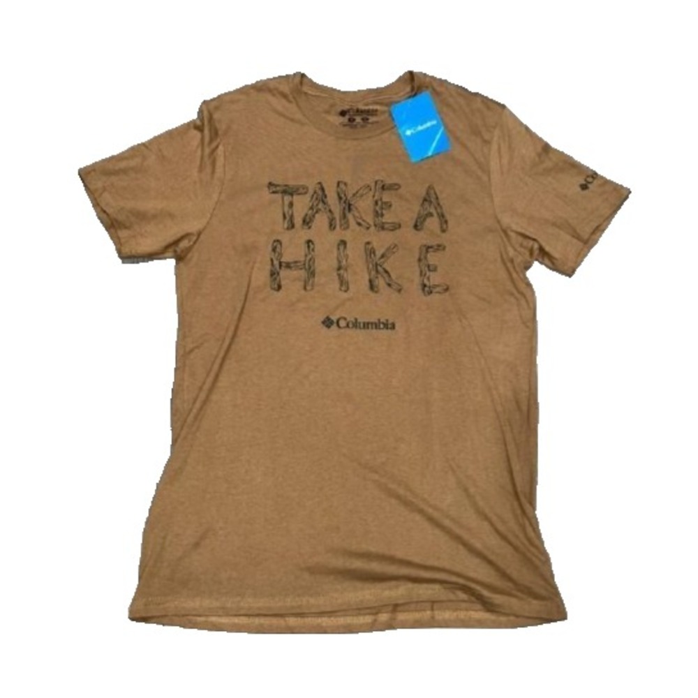 Columbia Crew Neck Brown "Take A Hike" Delta Graphic T-Shirt Medium A006632